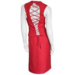 Gianni Versace New Silk Skirt and Back Lace Up Top