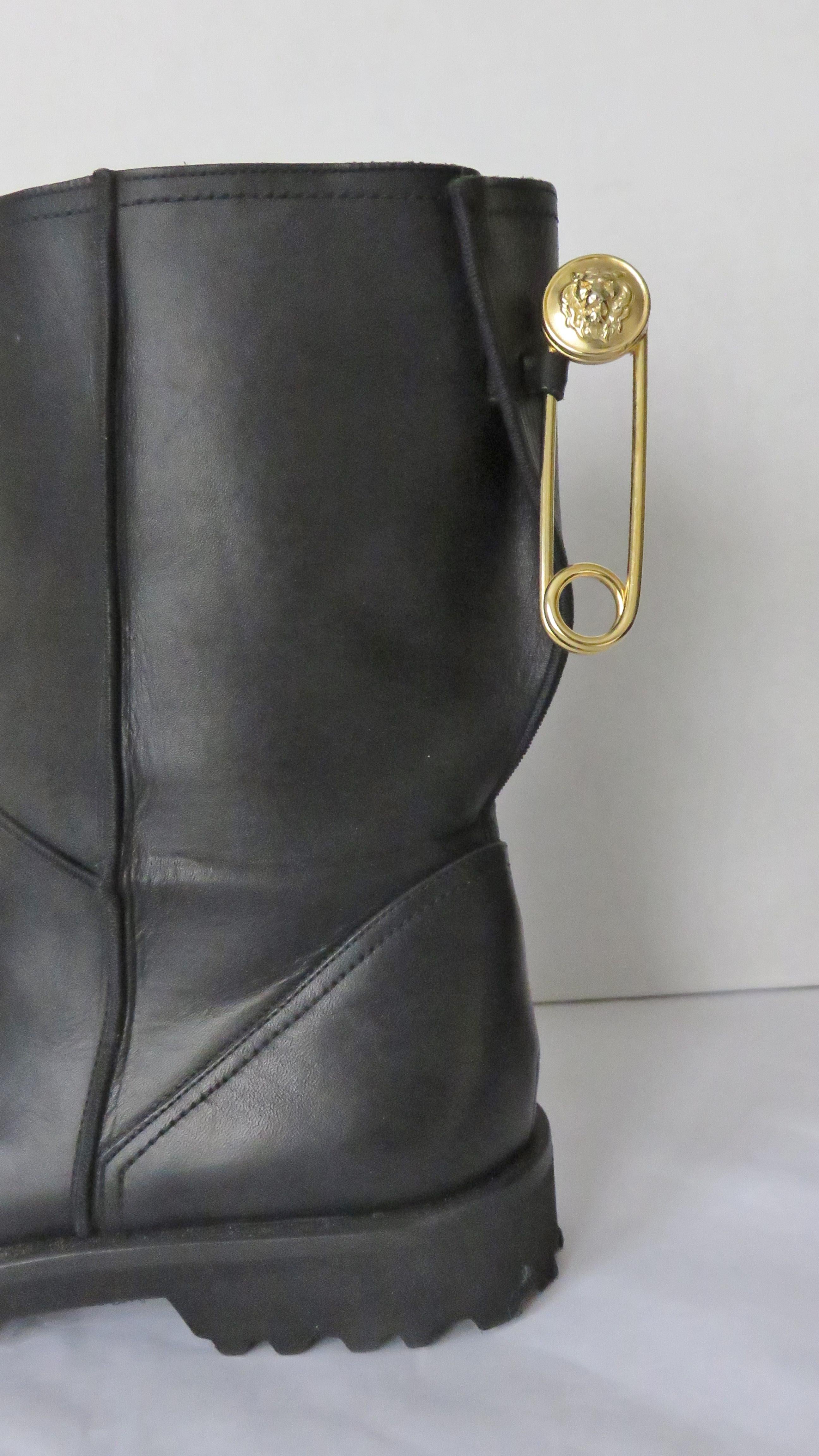 Gianni Versace New Size 37.5 Safety Pin Boots 1990s 4