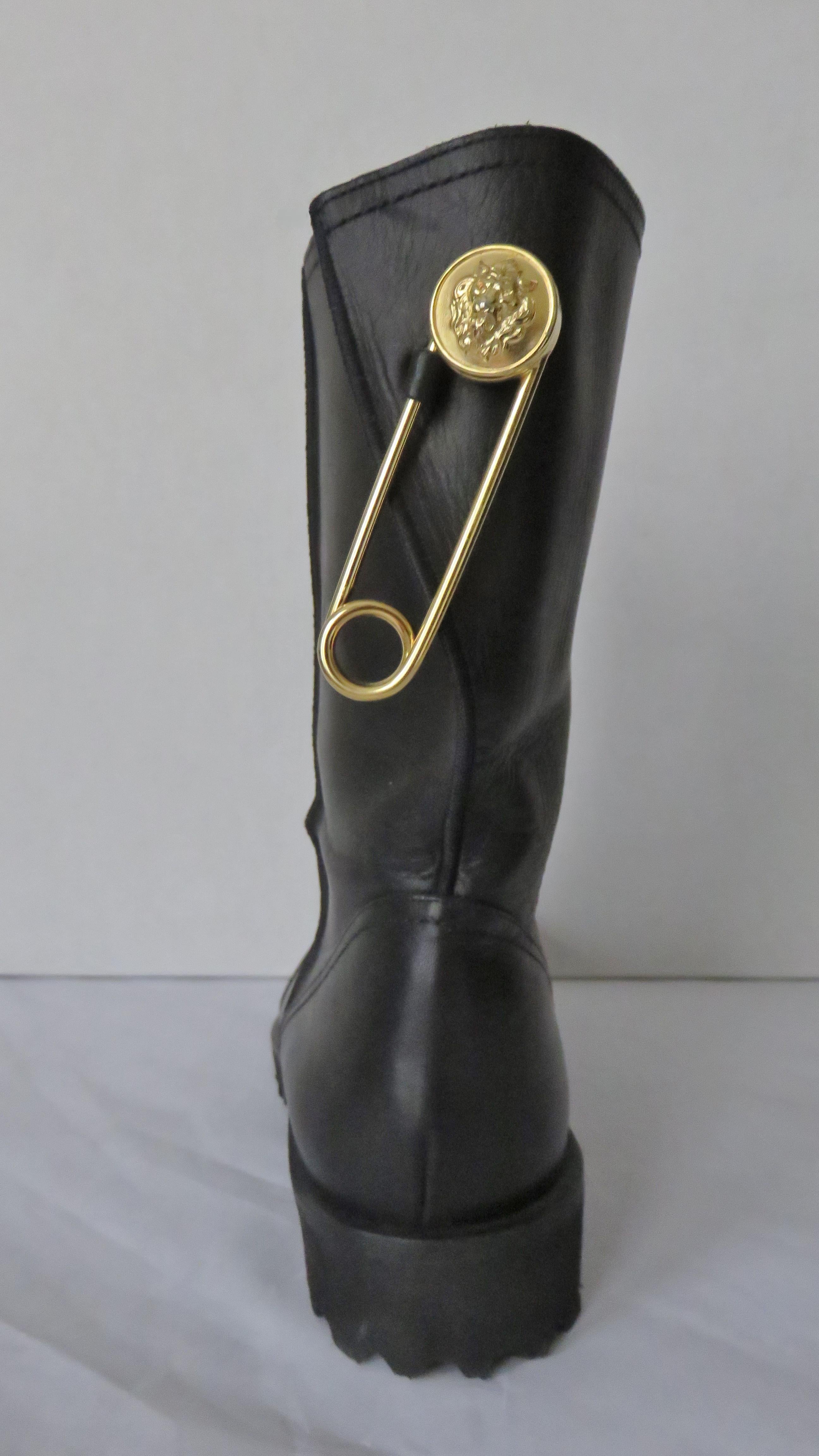 Gianni Versace New Size 37.5 Safety Pin Boots 1990s 5