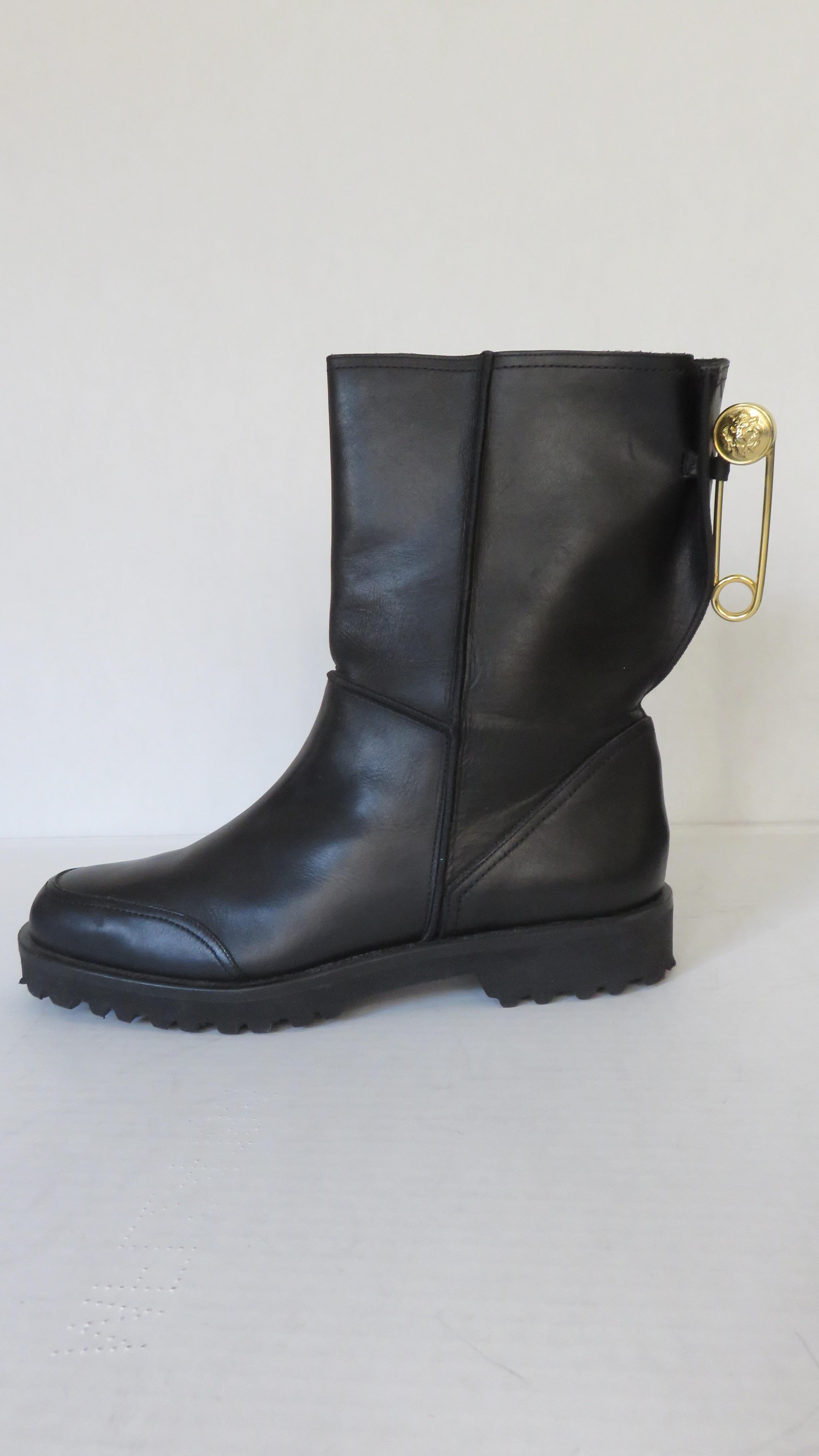 Gianni Versace New Size 37.5 Safety Pin Boots 1990s 10