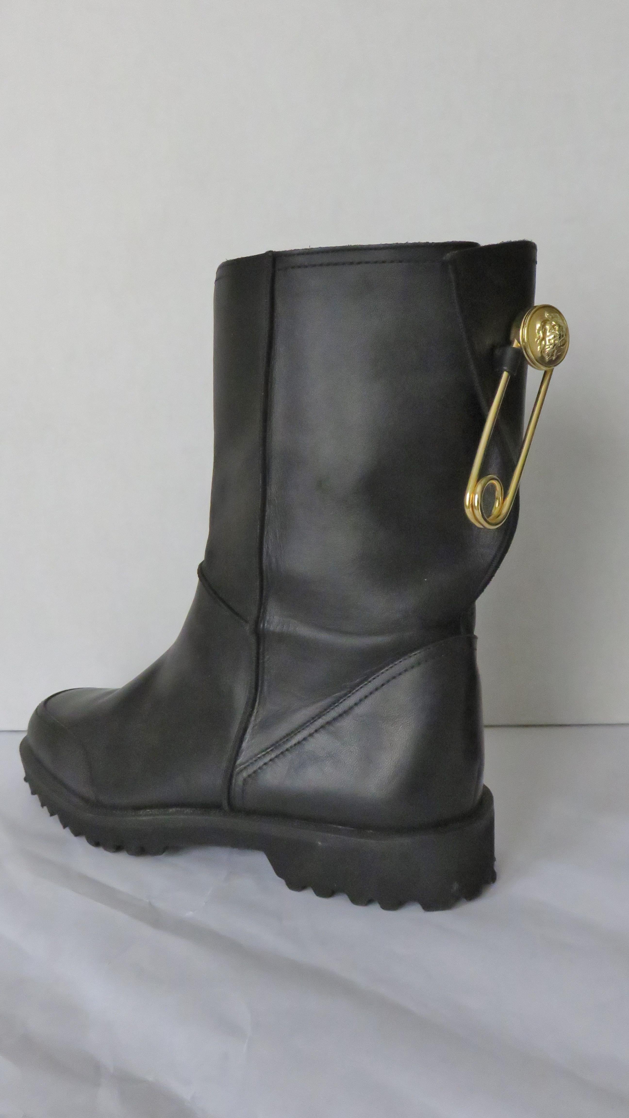 Gianni Versace New Size 37.5 Safety Pin Boots 1990s 3