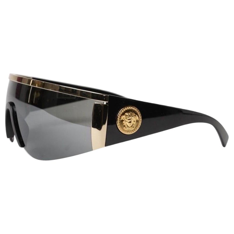 Gianni Versace Occhiali Da Sole Visiera Medusa Neri Vintage