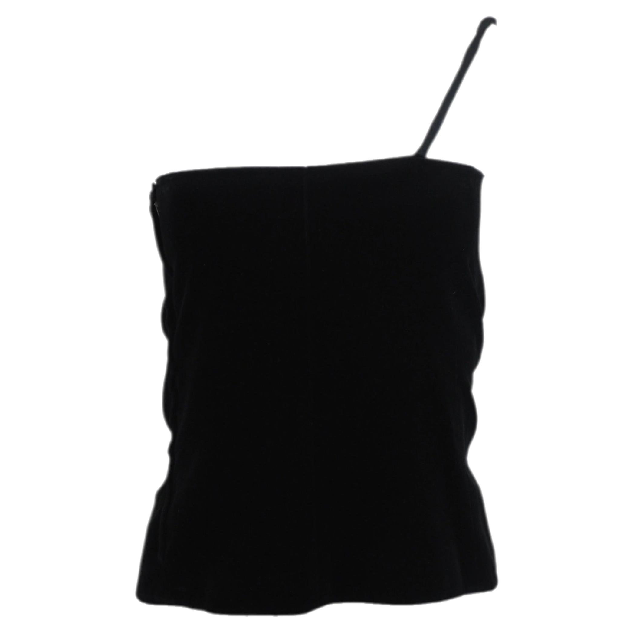 Gianni Versace One Shoulder Black Velvet Top For Sale