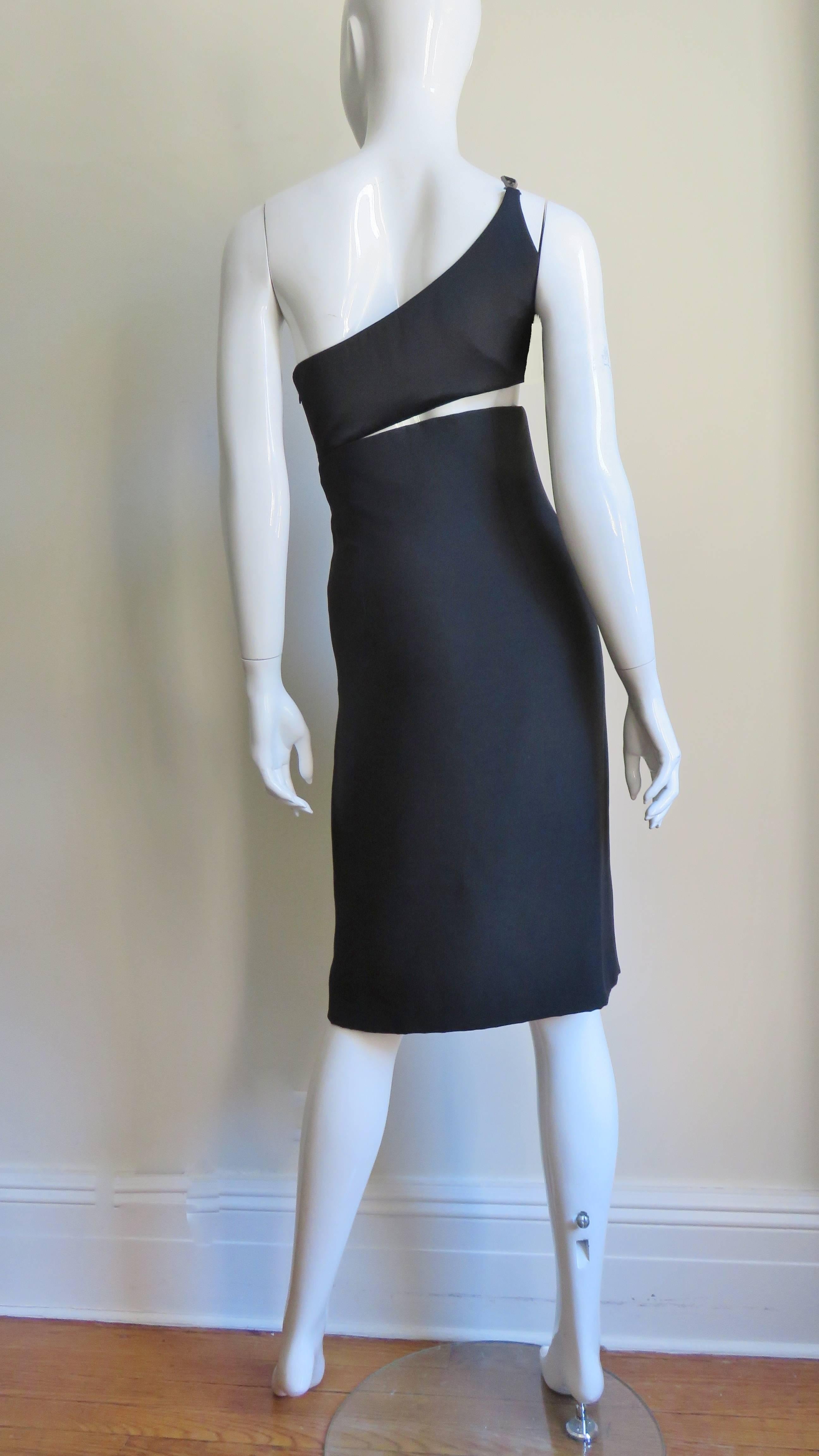 Gianni Versace One Shoulder Dress with Cut out For Sale 5
