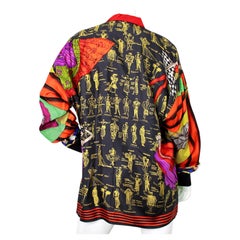 Gianni Versace Opera Multicolor Silk Print Button-Up Shirt circa 1980s