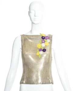 Gilet brodé de fleurs en cotte de mailles Oroton de Gianni Versace, PÉ 1999
