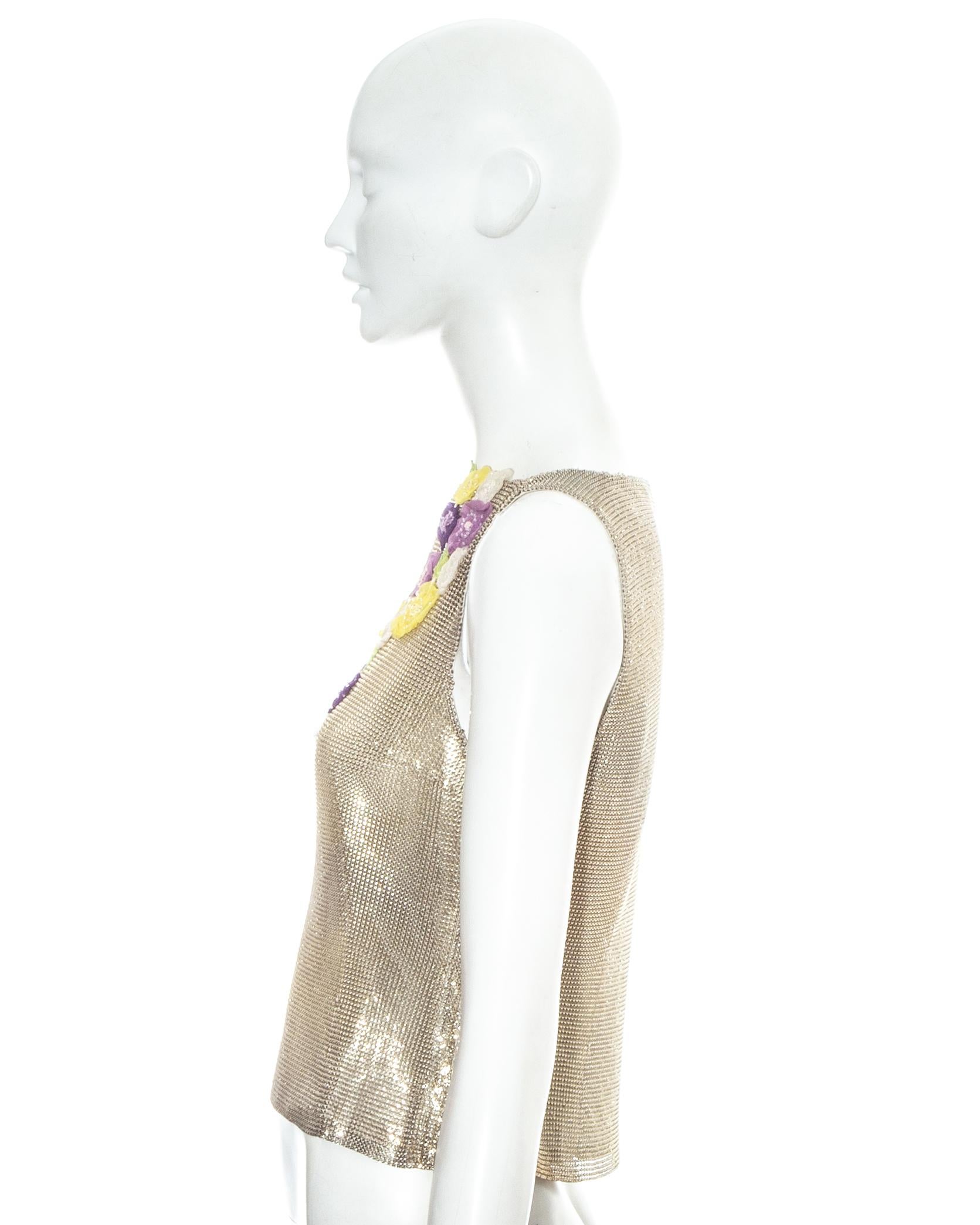 Donna Gianni Versace Gilet con ricamo floreale in maglia Oroton, ss 1999 in vendita