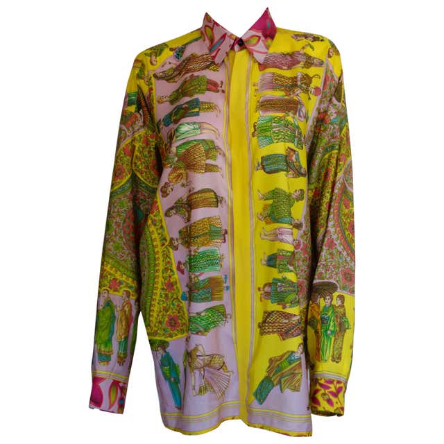 1990's Gianni Versace Silk Blouse with Heart Print at 1stDibs