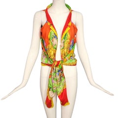 Gianni Versace Paradise Lost print Cropped Top Silk Shirt SS 1993