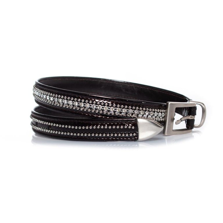 Gianni Versace, patent leather belt with rhinestones For  display picture 1