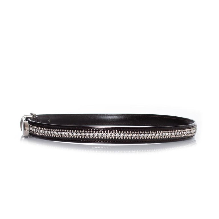 Gianni Versace, patent leather belt with rhinestones For  display picture 2