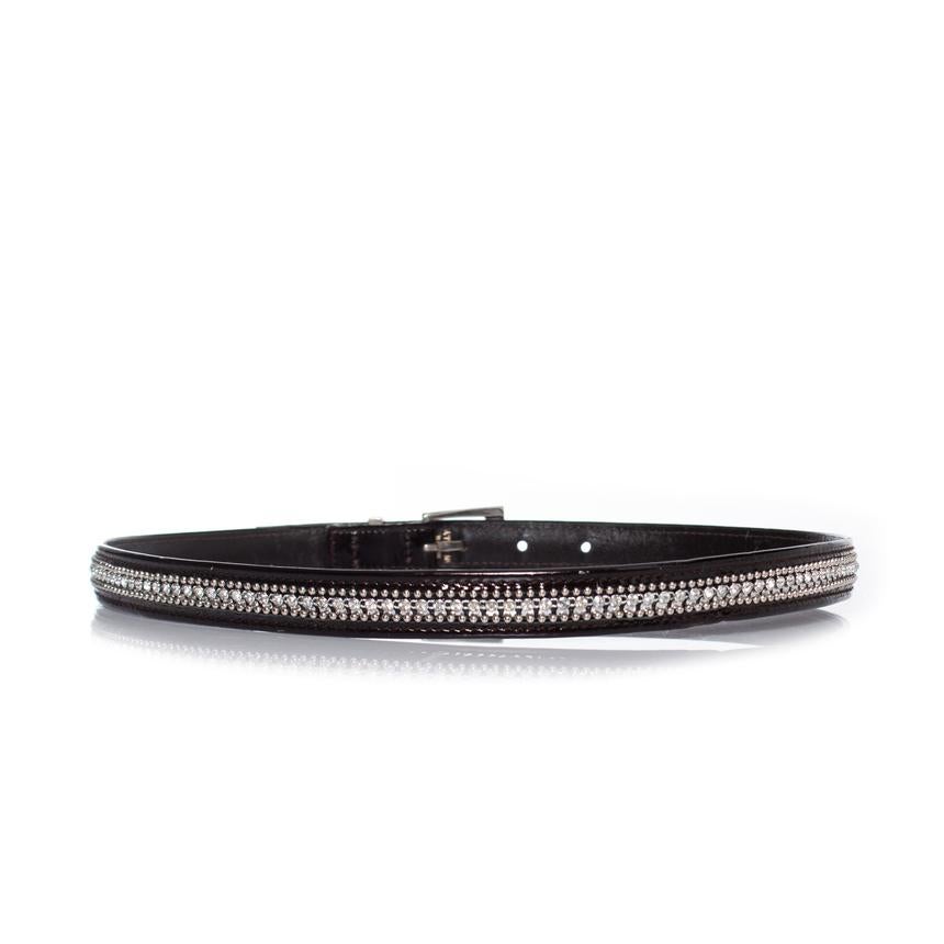 Women's Gianni Versace, patent leather belt with rhinestones For Sale