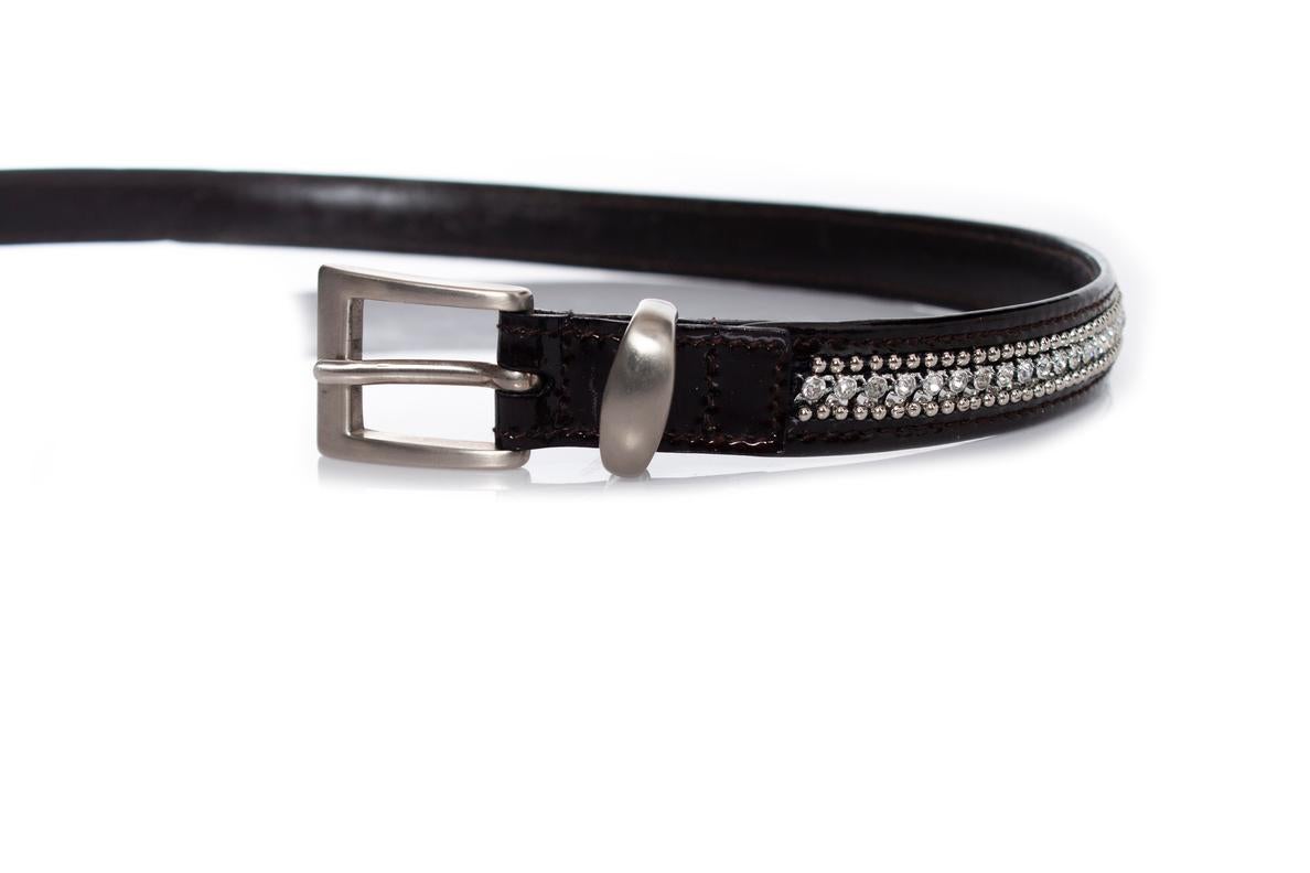 Gianni Versace, patent leather belt with rhinestones For Sale 3