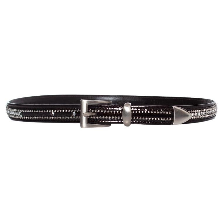 Gianni Versace, patent leather belt with rhinestones For Sale
