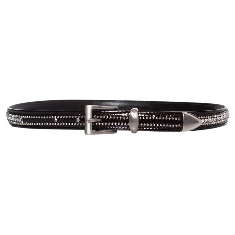 Gianni Versace patent leather belt with rhinestones GIANNI VERSACE Mens Black Studded Rhinestone Medusa Head  main image 4