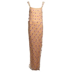 Gianni Versace Peach Floral Embellished Mesh-Overlay Evening Dress, SS 1998