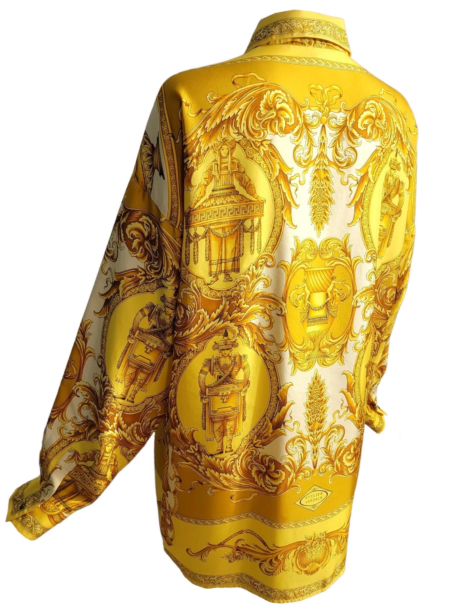 Gianni Versace Rococo Silk Shirt Men’s IT48 from 1995 For Sale 2