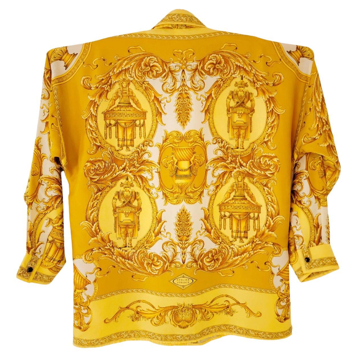 Gianni Versace Rococo Silk Shirt Men’s IT48 from 1995 For Sale