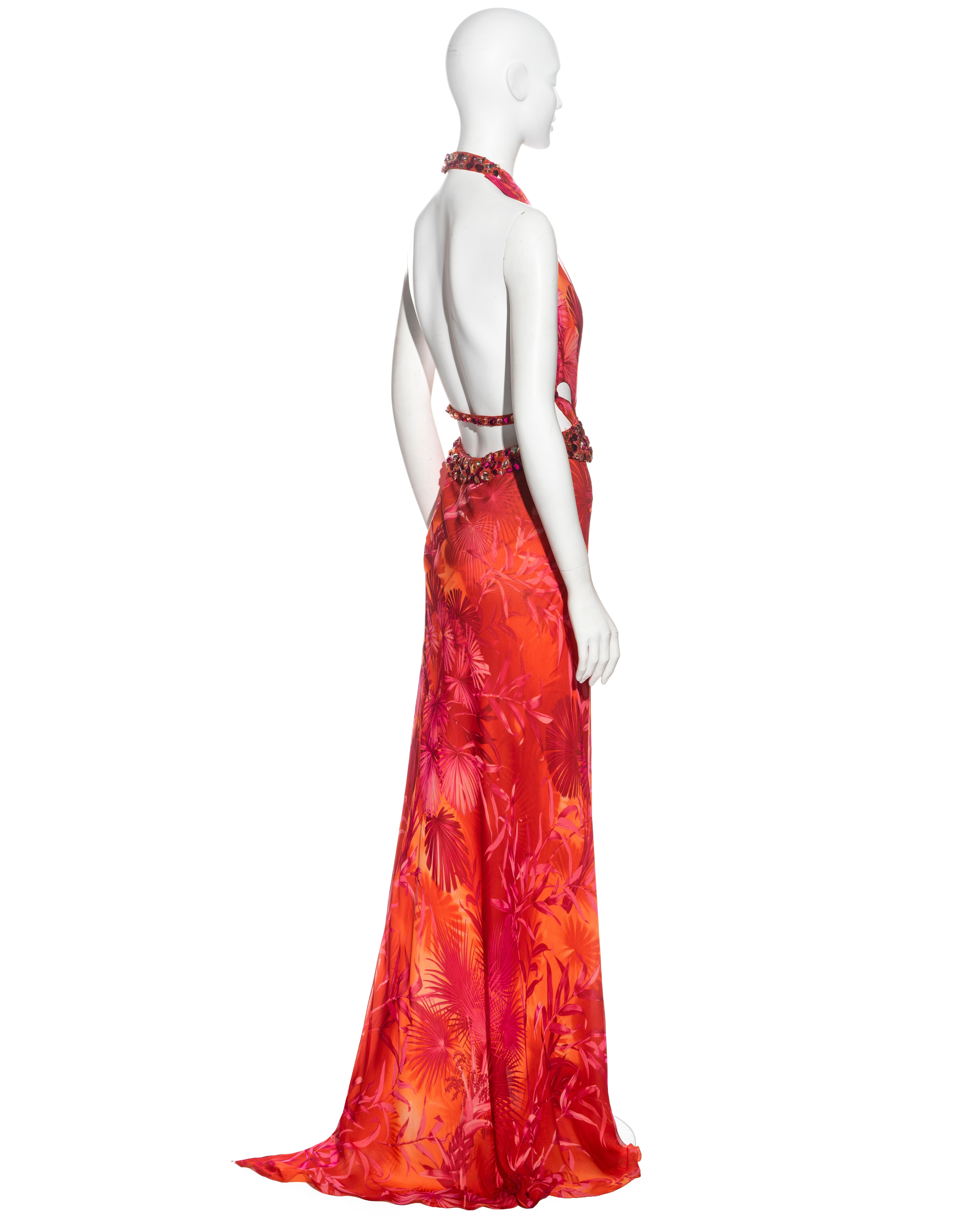 Gianni Versace pink and orange jungle-print silk evening dress, ss 2000 4