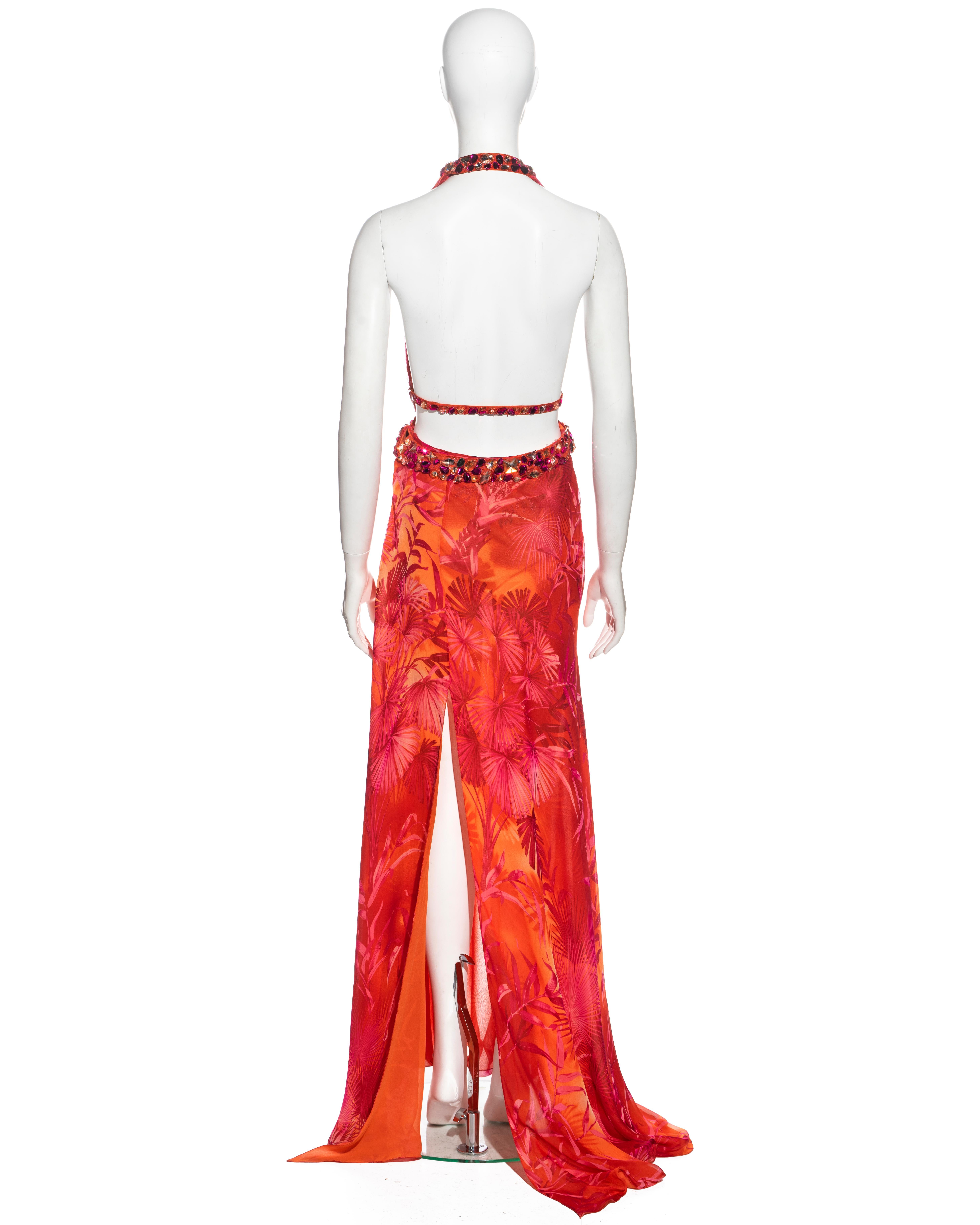 Gianni Versace pink and orange jungle-print silk evening dress, ss 2000 5