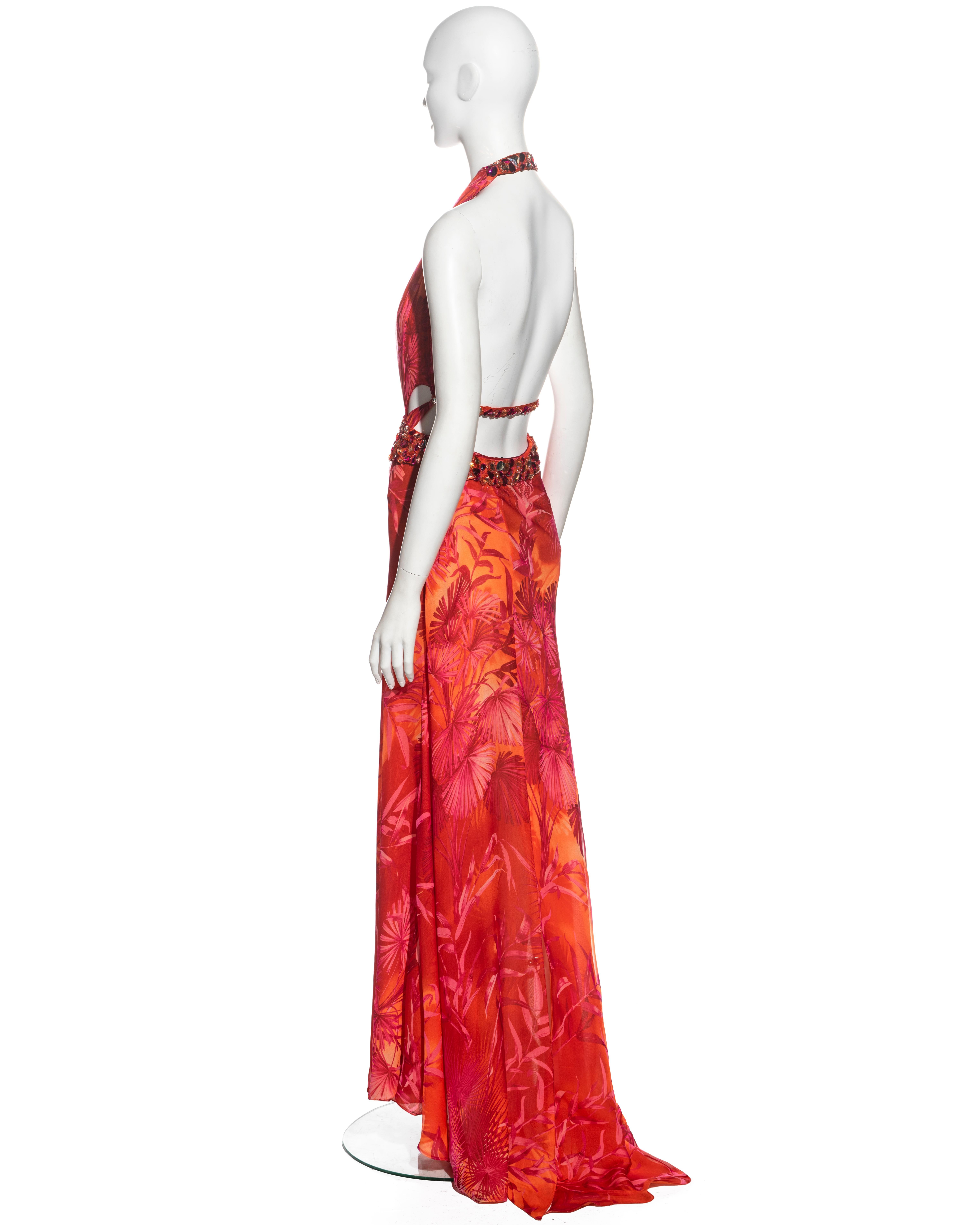 Gianni Versace pink and orange jungle-print silk evening dress, ss 2000 7