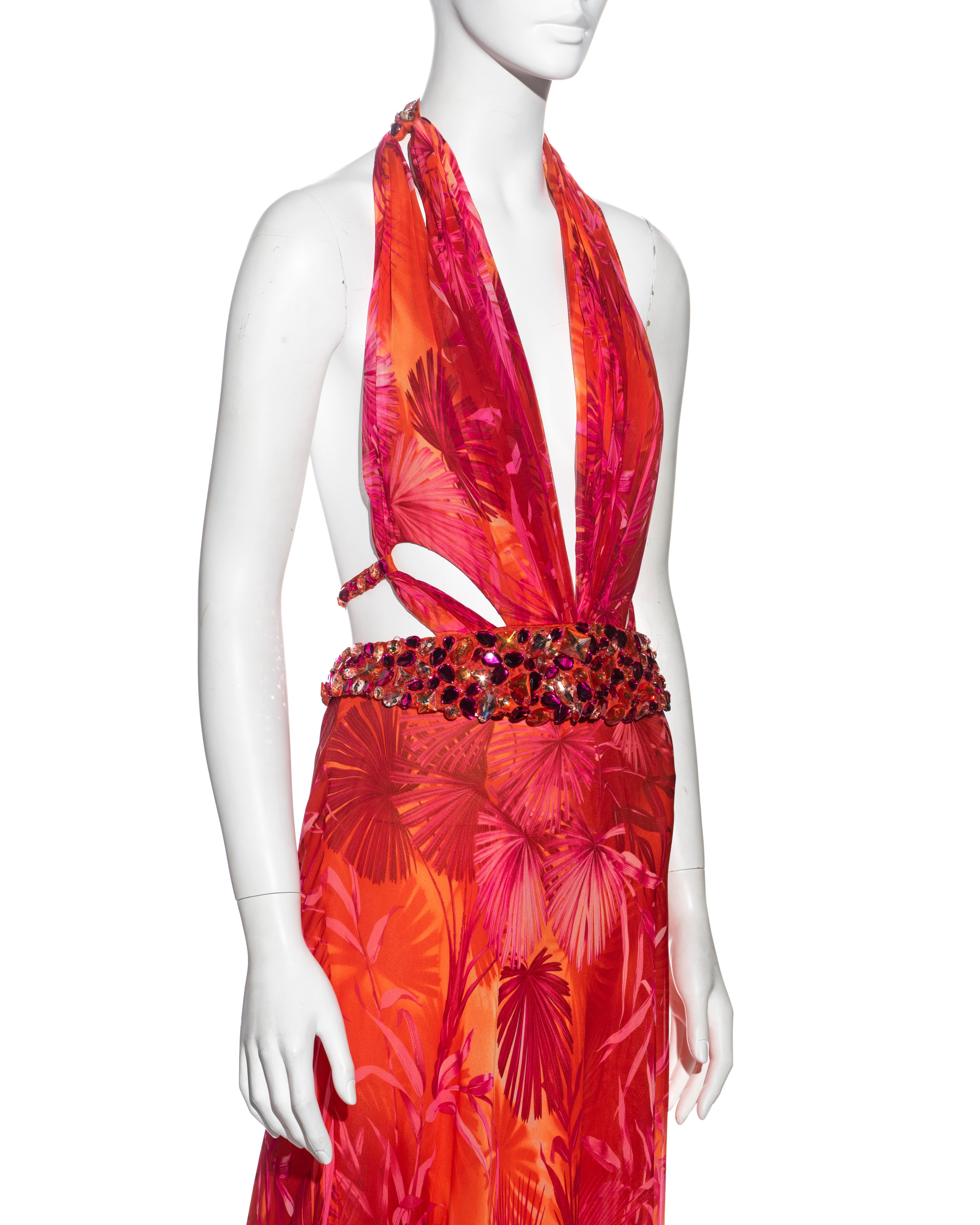 Gianni Versace pink and orange jungle-print silk evening dress, ss 2000 3