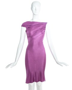 Gianni Versace pink jersey draped mid length dress, ss 1998