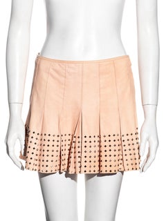 Gianni Versace pink pleated leather mini skirt, ss 2003