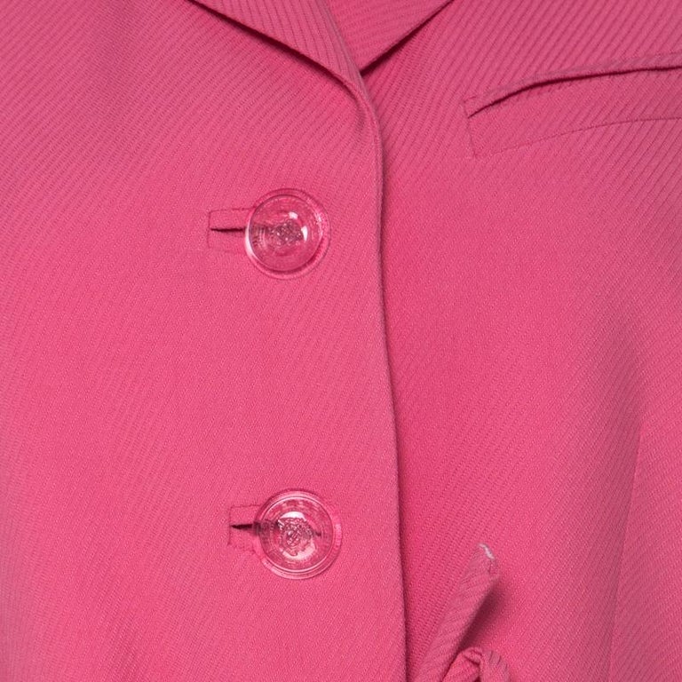 Gianni Versace Pink Silk Vintage Long Jacket and Skirt Suit M at 1stDibs