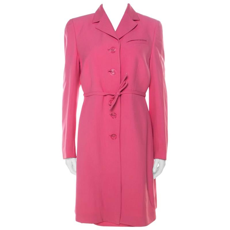 Gianni Versace Pink Silk Vintage Long Jacket and Skirt Suit M at 1stDibs