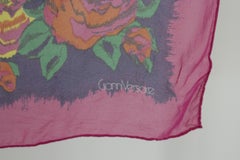 Gianni Versace Pink Yellow Black Silk Scarf Floral 1980s