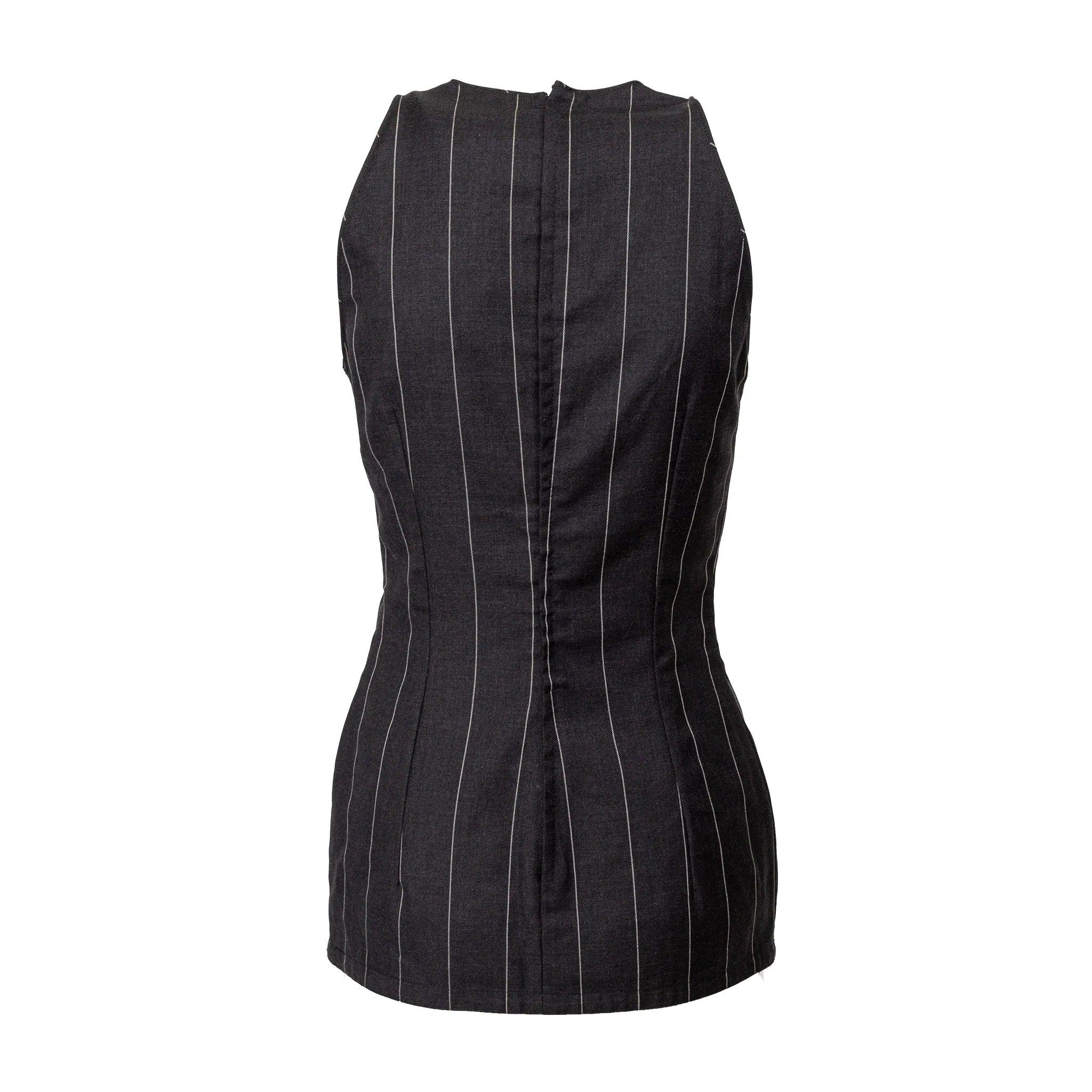 Gianni Versace Nadelstreifen-Minikleid - 90er Jahre (Schwarz) im Angebot