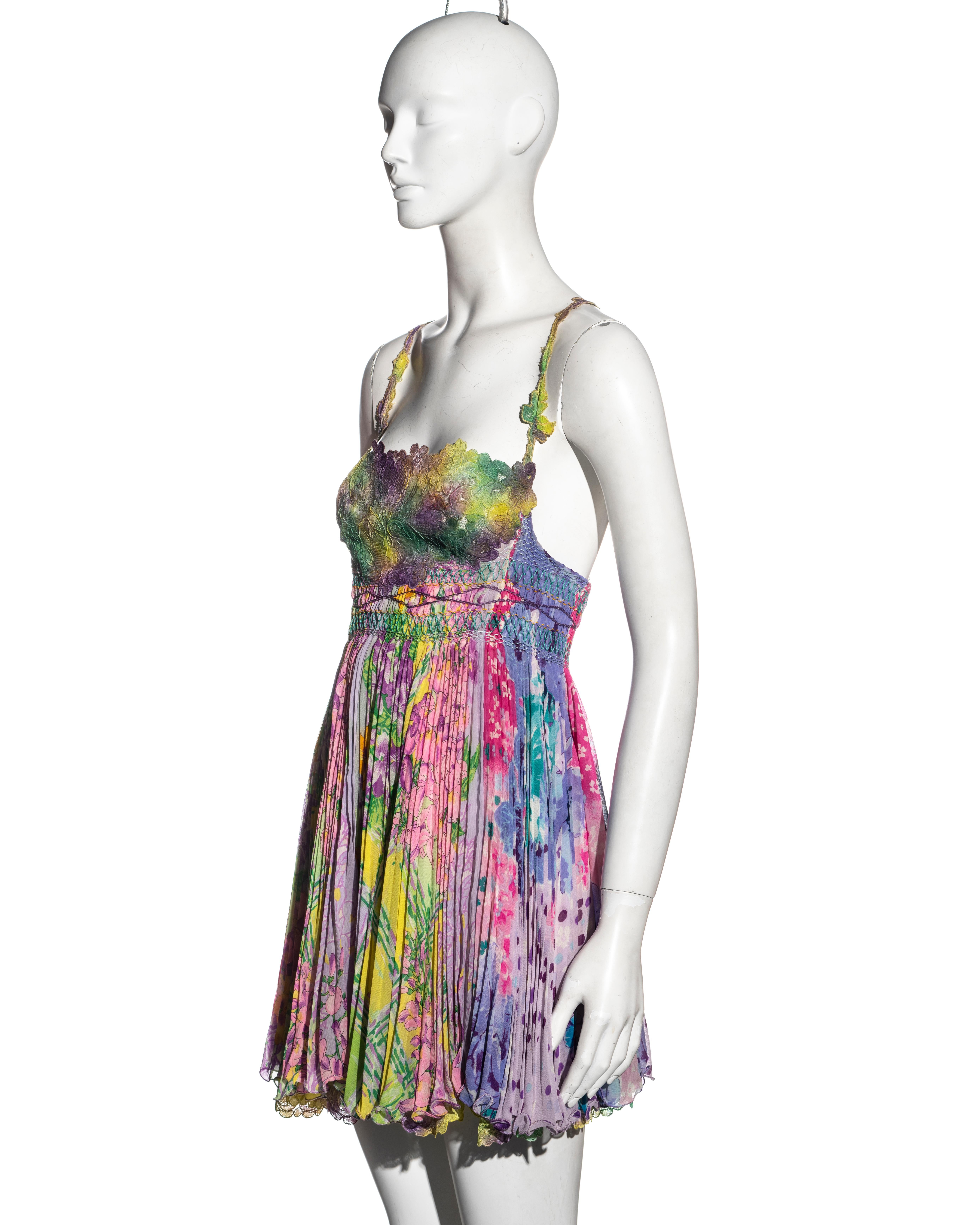 Gianni Versace pleated silk and lace babydoll dress, ss 1994 5