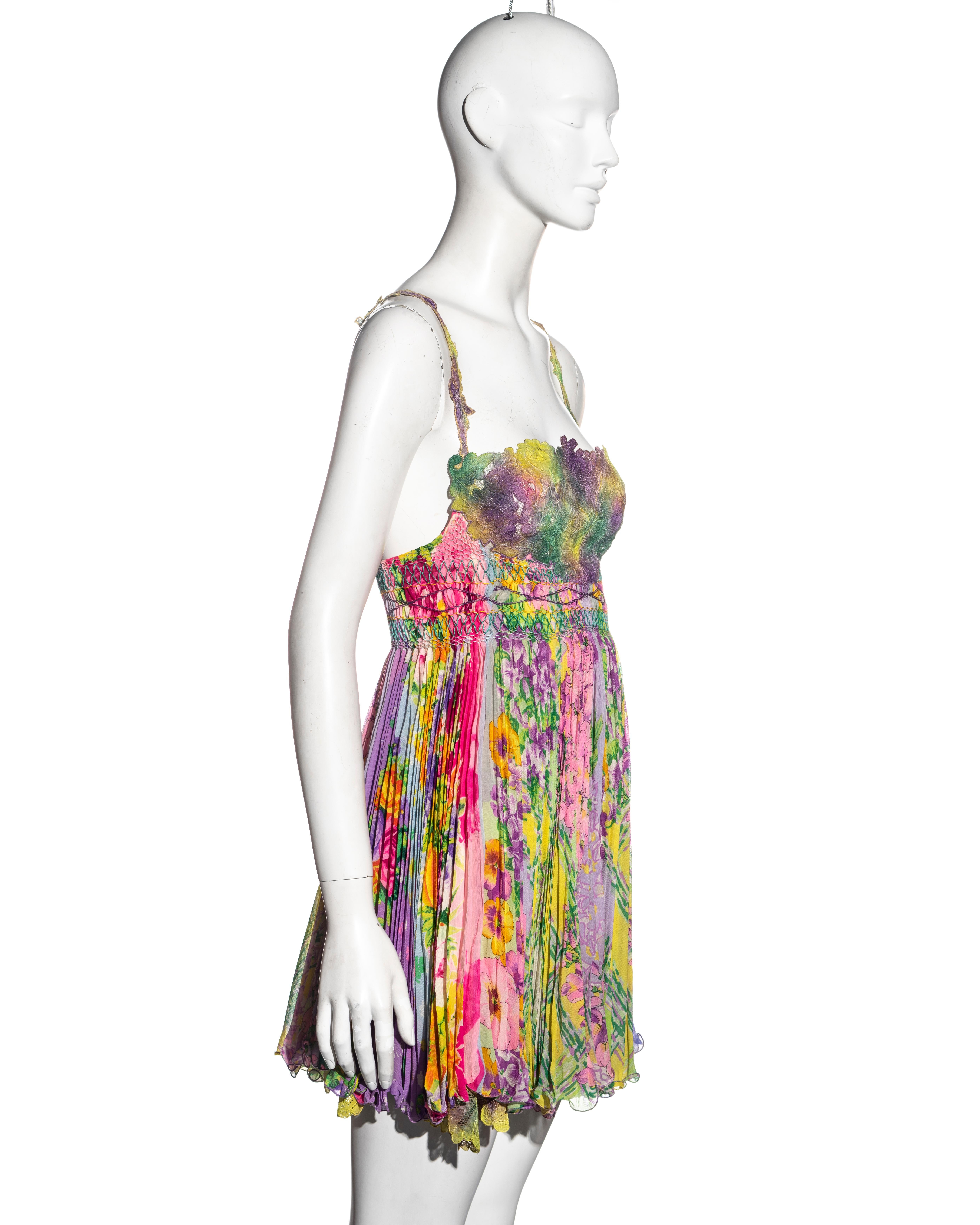 Women's Gianni Versace pleated silk and lace babydoll dress, ss 1994