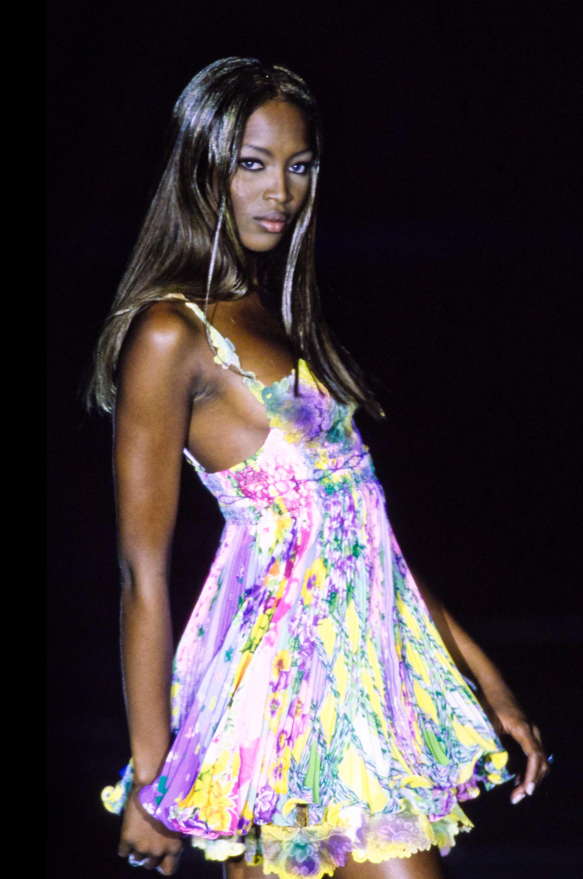 Gianni Versace pleated silk and lace babydoll dress, ss 1994 1