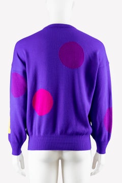 Gianni Versace Purple Spring Summer 1991 Polka Dot Sweater
