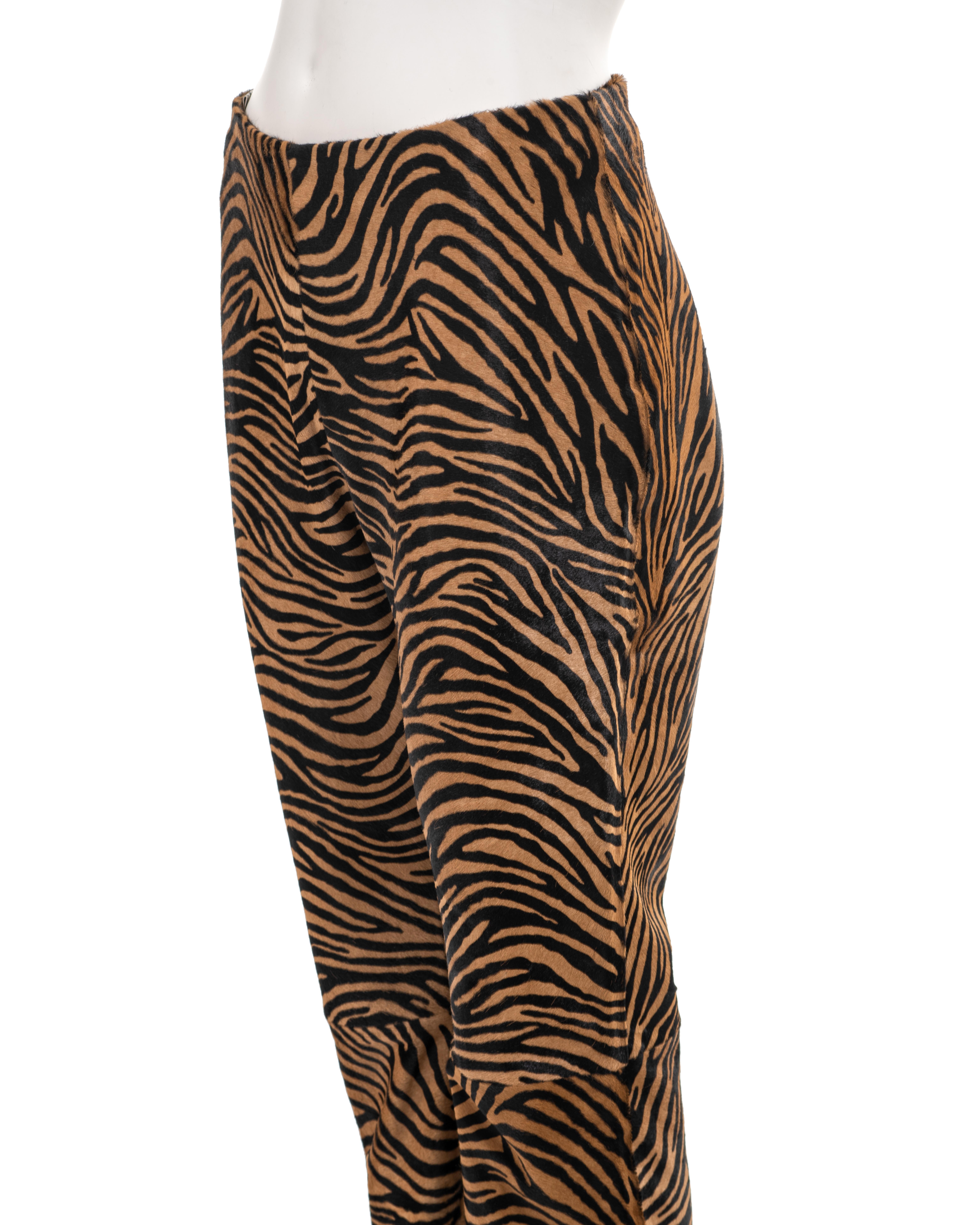 Gianni Versace tiger-print pony hair leather pants, fw 1999 For Sale 4