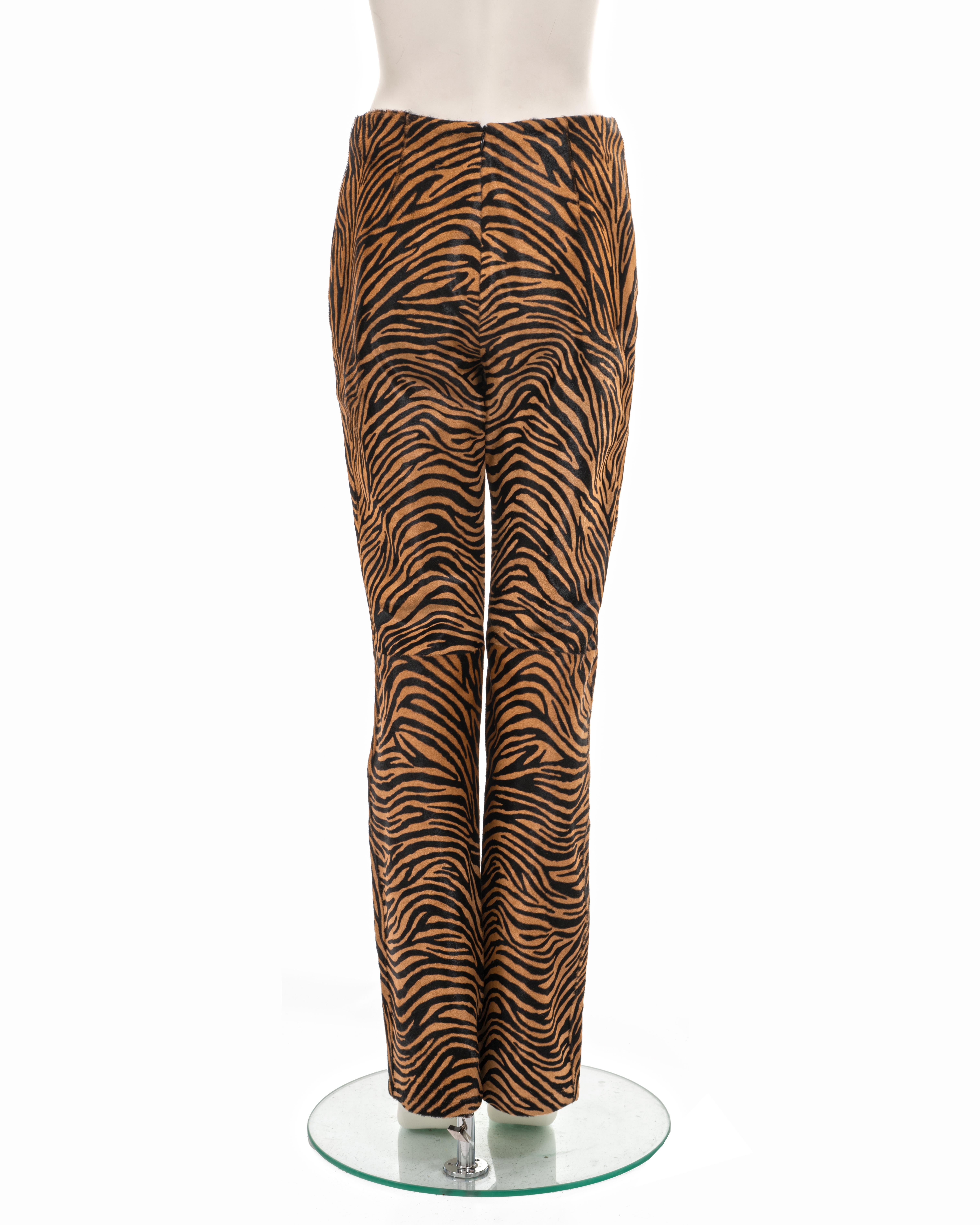 Gianni Versace tiger-print pony hair leather pants, fw 1999 For Sale 5