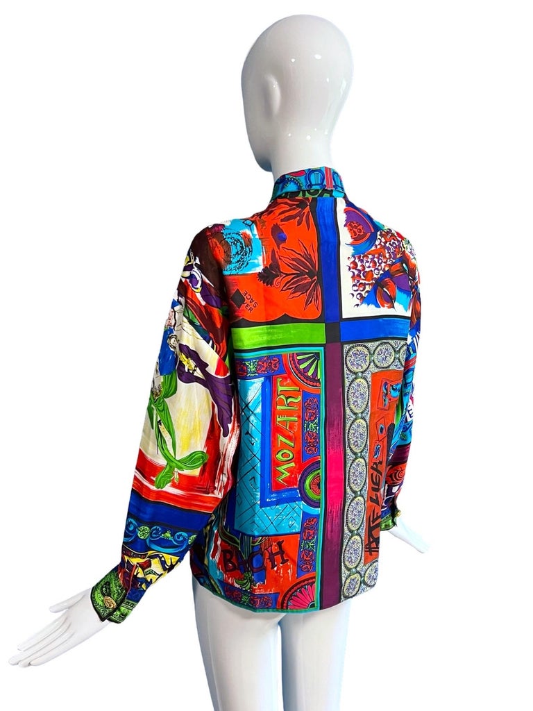 Gianni Versace Pop Art Musical Abstract Silk Shirt SS 1991 For Sale 7