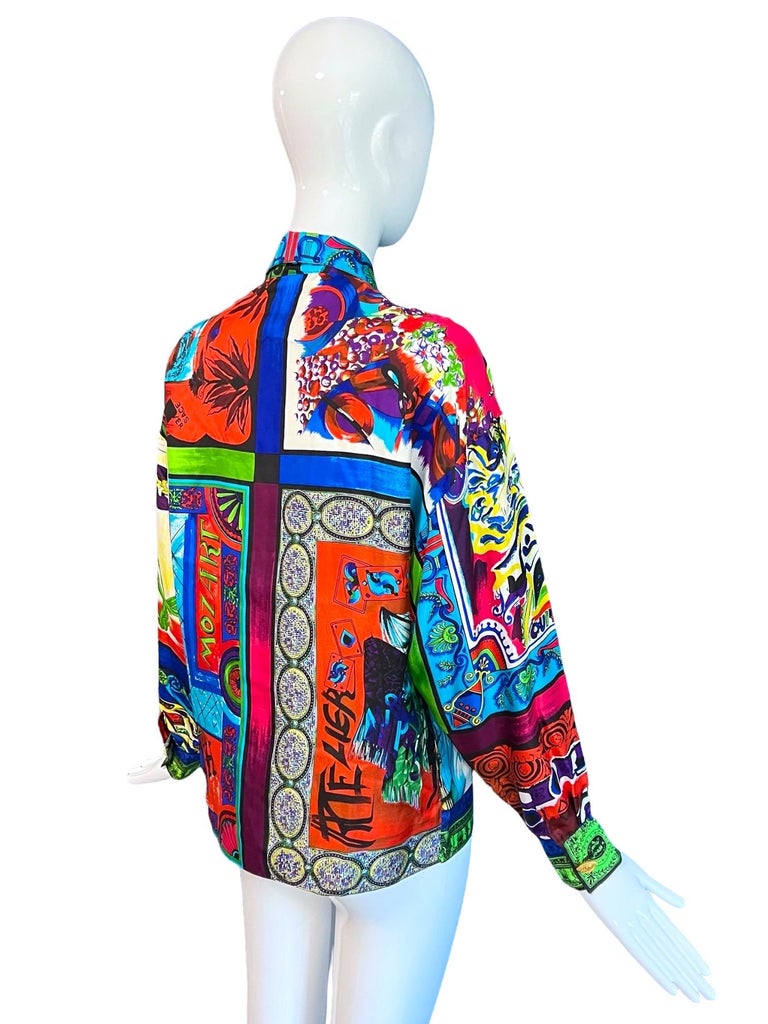 Gianni Versace Pop Art Musical Abstract Silk Shirt SS 1991 For Sale 8