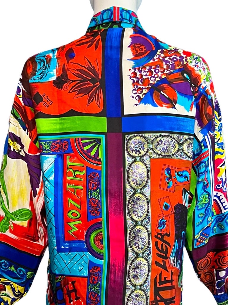 Gianni Versace Pop Art Musical Abstract Silk Shirt SS 1991 For Sale 9