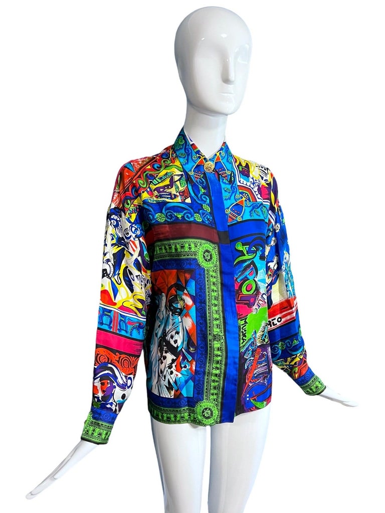 Gianni Versace Pop Art Musical Abstract Silk Shirt SS 1991 For Sale 1