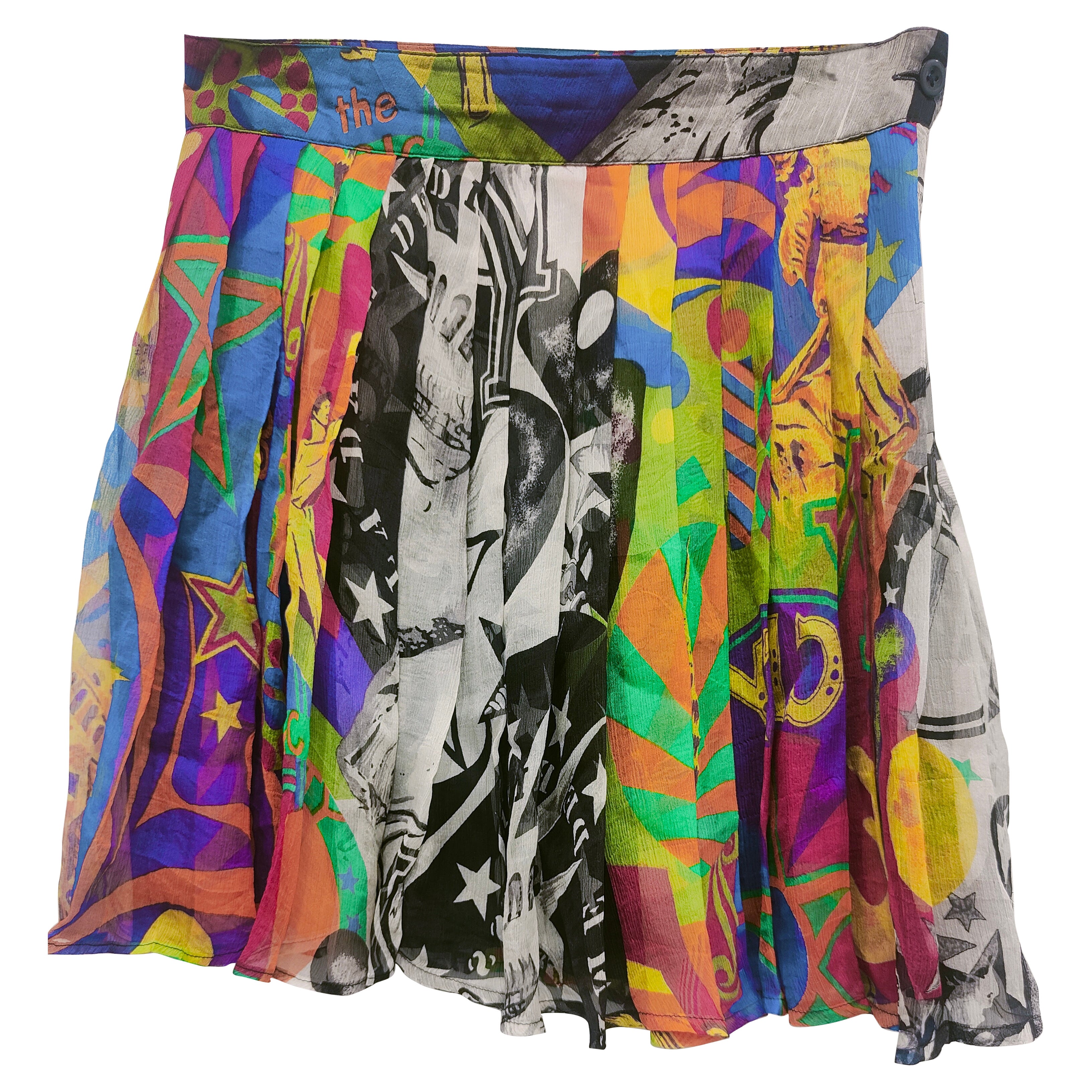 Gianni Versace falda pop art ciudad de Nueva York multicolor