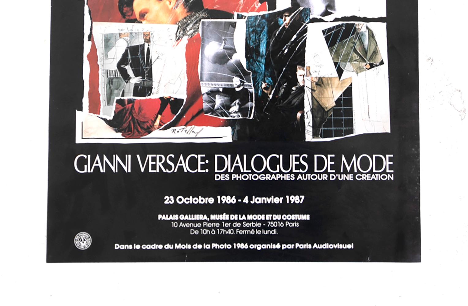 GIANNI VERSACE Poster, entworfen von Mimmo Rotella für Mostra Dialogue du Mode, 1987 (Italienisch) im Angebot
