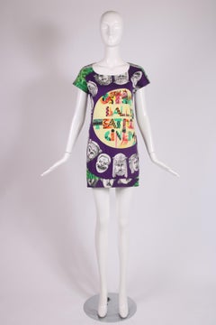 Gianni Versace Printed "Opera Balleto Teatro Cinema" Cotton Mini Dress 1991 S/S