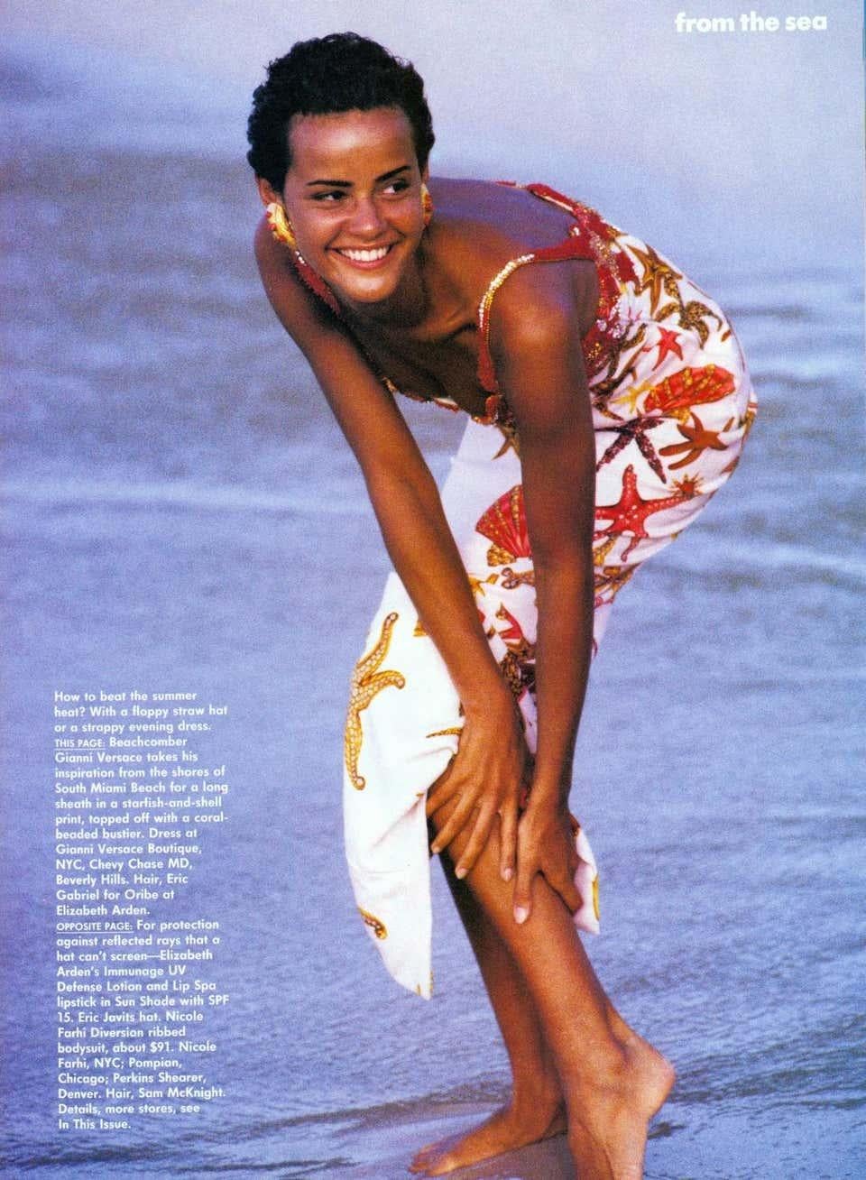 Women's Gianni Versace printed silk and beaded 'Sea Shell' maxi dress, ss 1992