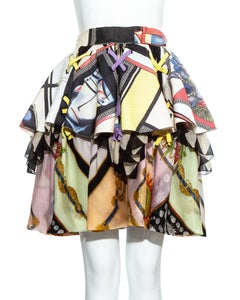 Gianni Versace printed silk organza peplum evening skirt, ss 1992