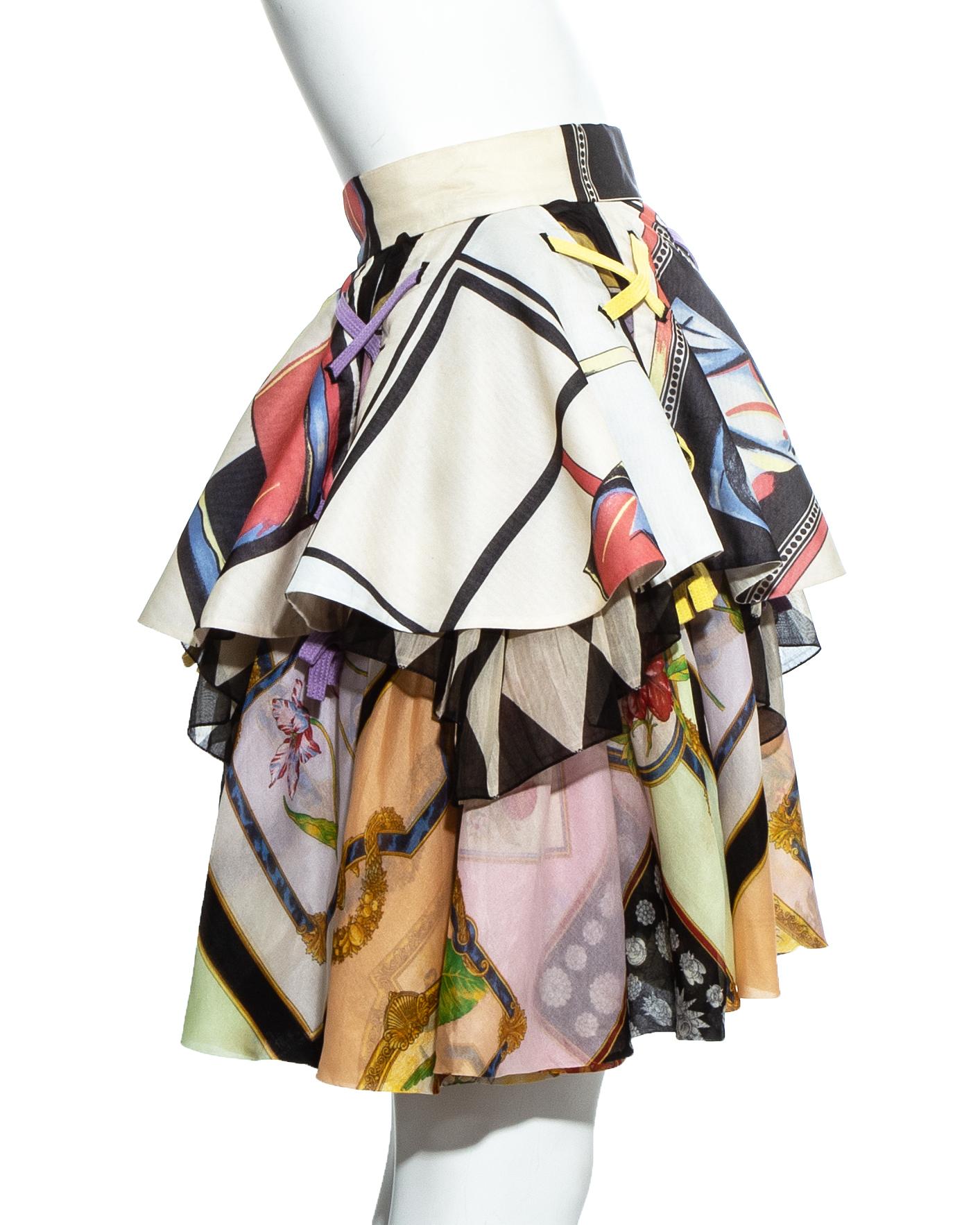 Gianni Versace printed silk organza peplum evening skirt, ss 1992 In Good Condition For Sale In London, GB