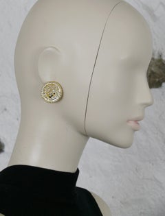 Gianni Versace Profumi Vintage Gold Toned Lion Head Clip-On Earrings
