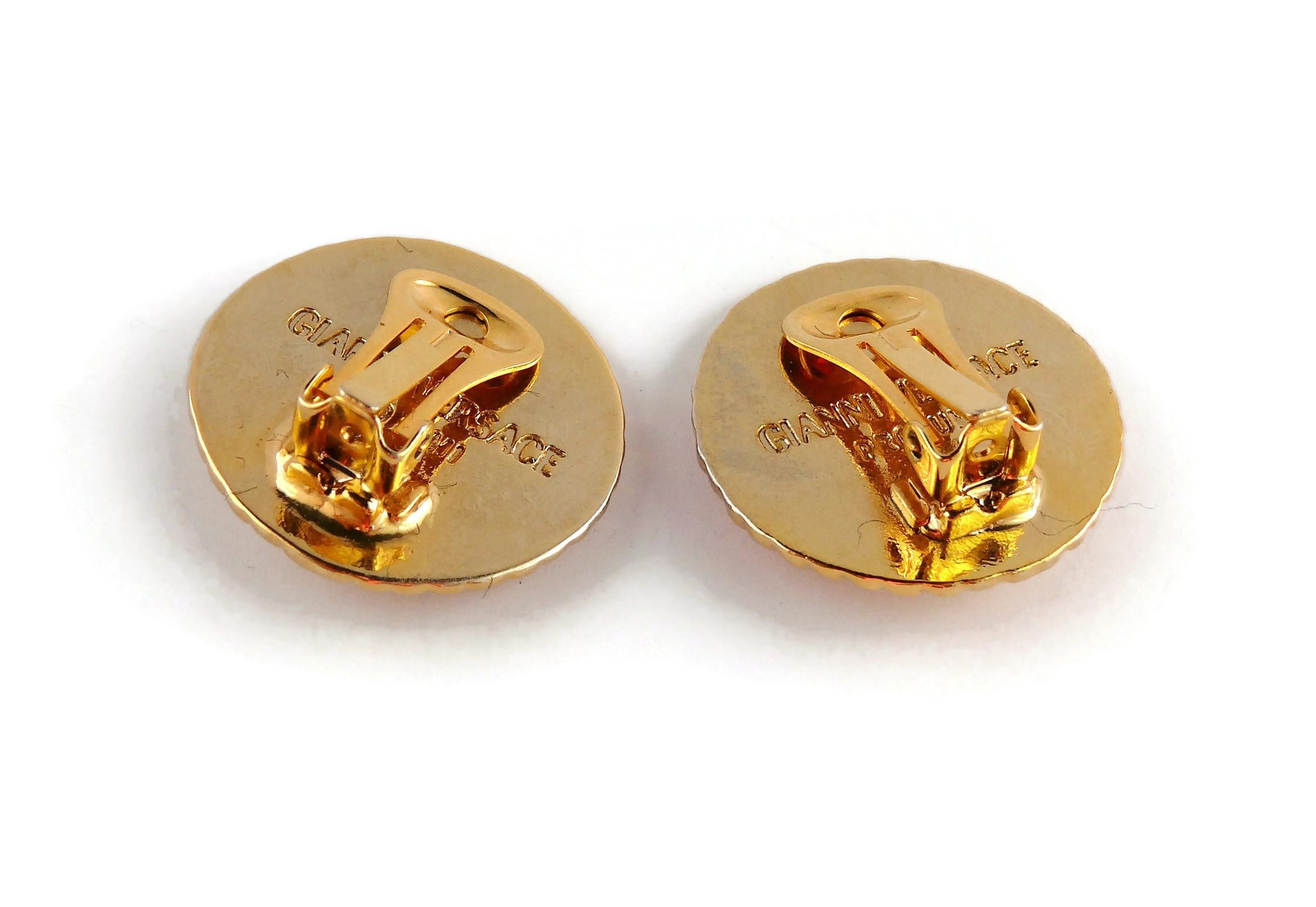 Women's Gianni Versace Profumi Vintage Gold Toned Lion Head Clip-On Earrings For Sale